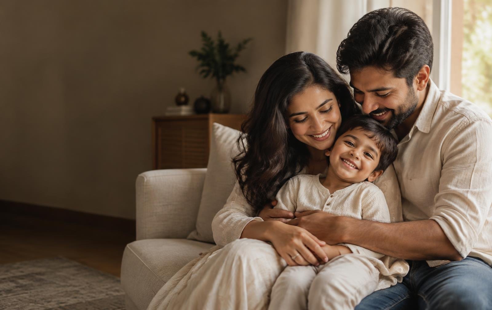 Family sharing a warm portrait moment